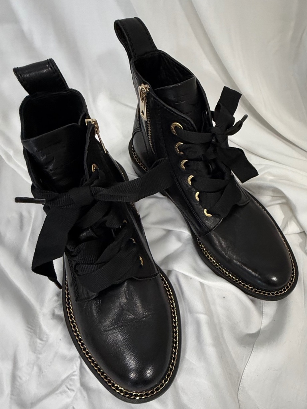 Zadig & Voltaire black rocker boot with gold accent.Size 39 (size 9 runs narrow)
